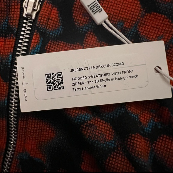 JCRT The 3D Skulls Sweatshirt Hoodie Full Zip Men’s Medium Cotton NWT - Picture 8 of 10